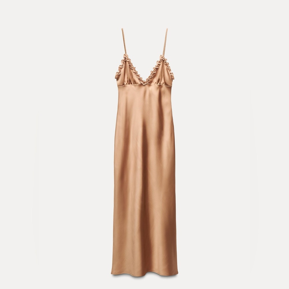 Zara Gold Satin Slip Dress